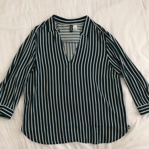 Shirt, green, H&M, stripes